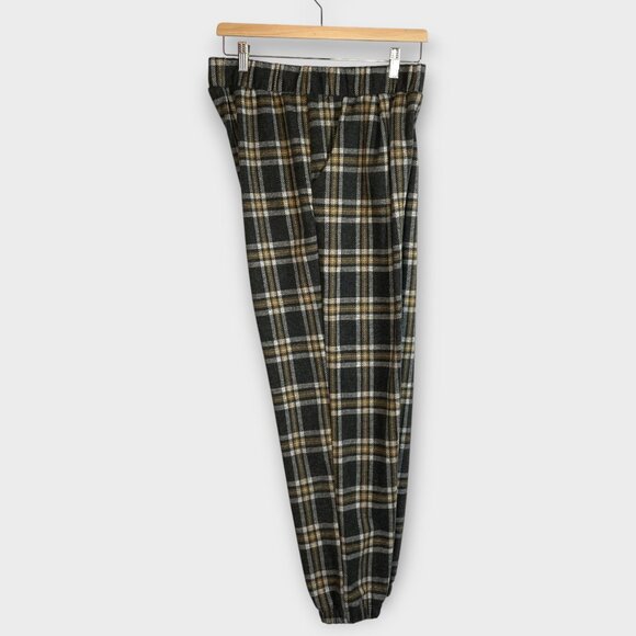 RENEE C Flannel Pants Joggers XL Elastic Waist and Leg Pocket Cabincore EUC - Picture 1 of 10